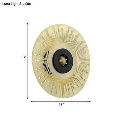 Modern gold and black laser cut disk wall sconce bedroom light
