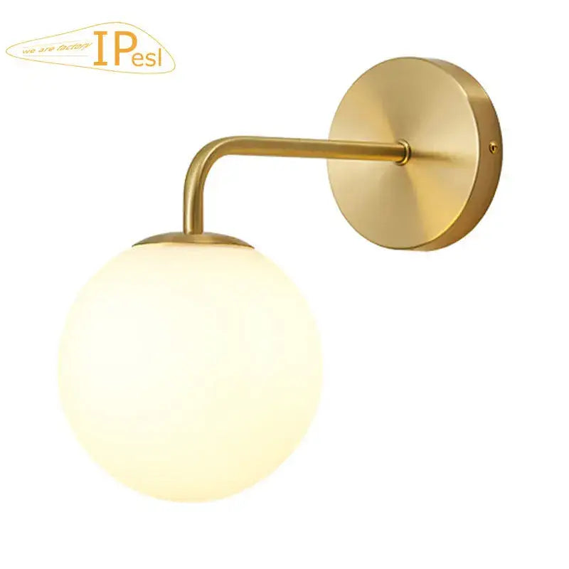Modern gold and black led glass ball wall lights for bedroom