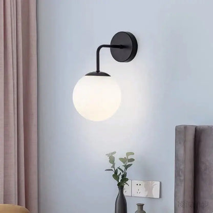 Modern gold and black led glass ball wall lights for bedroom