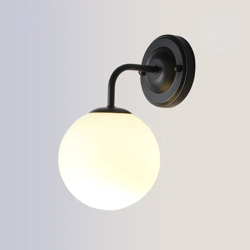 Modern gold and black led glass ball wall lights for bedroom