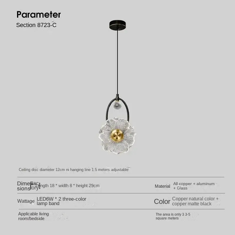 Modern gold and black led glass wall lamp bedroom pendant light