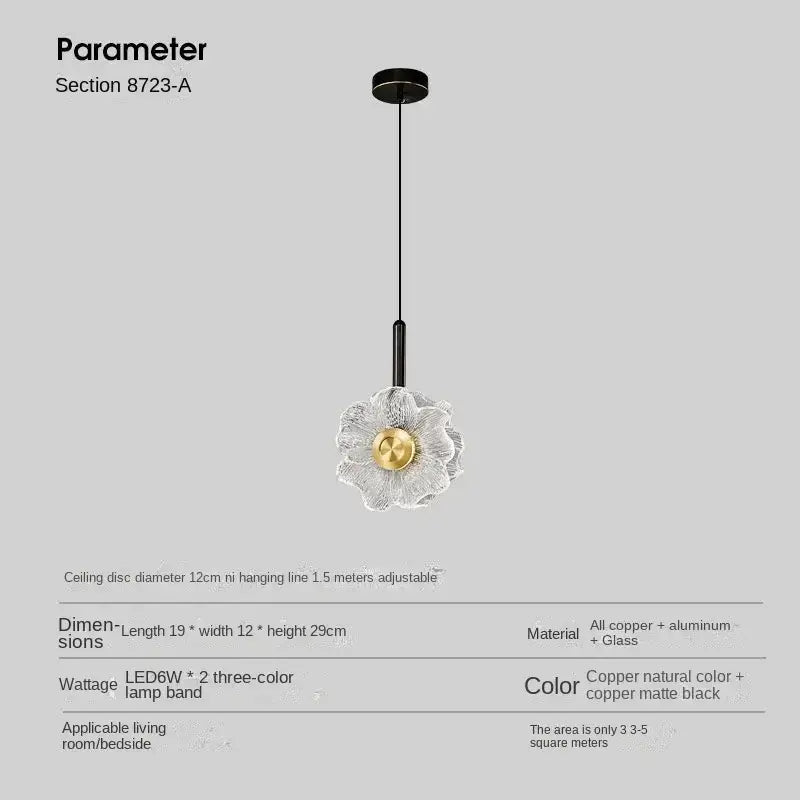 Modern gold and black led glass wall lamp bedroom pendant light