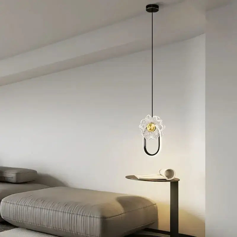Modern gold and black led glass wall lamp bedroom pendant light