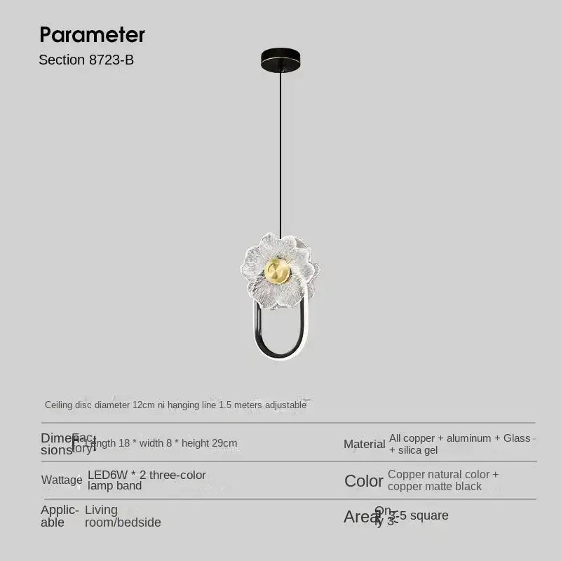 Modern gold and black led glass wall lamp bedroom pendant light