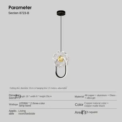 Modern gold and black led glass wall lamp bedroom pendant light