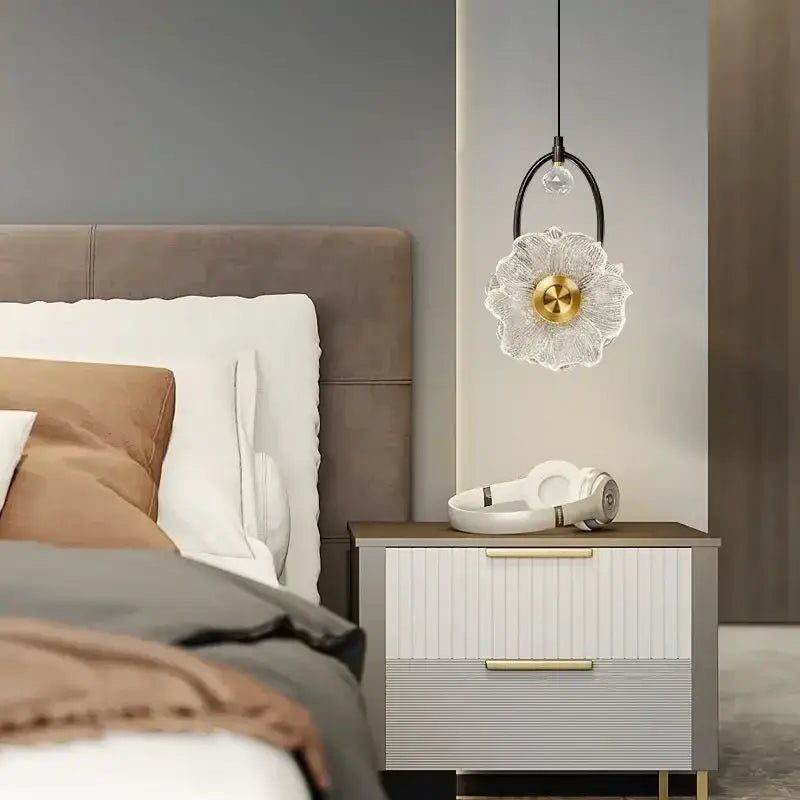 Modern gold and black led glass wall lamp bedroom pendant light