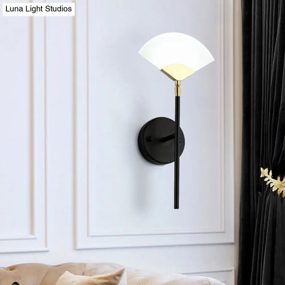 DecorBites™ Modern Gold and Black LED Pencil Arm Wall Sconce with Acrylic Shade - Wall Mount Light