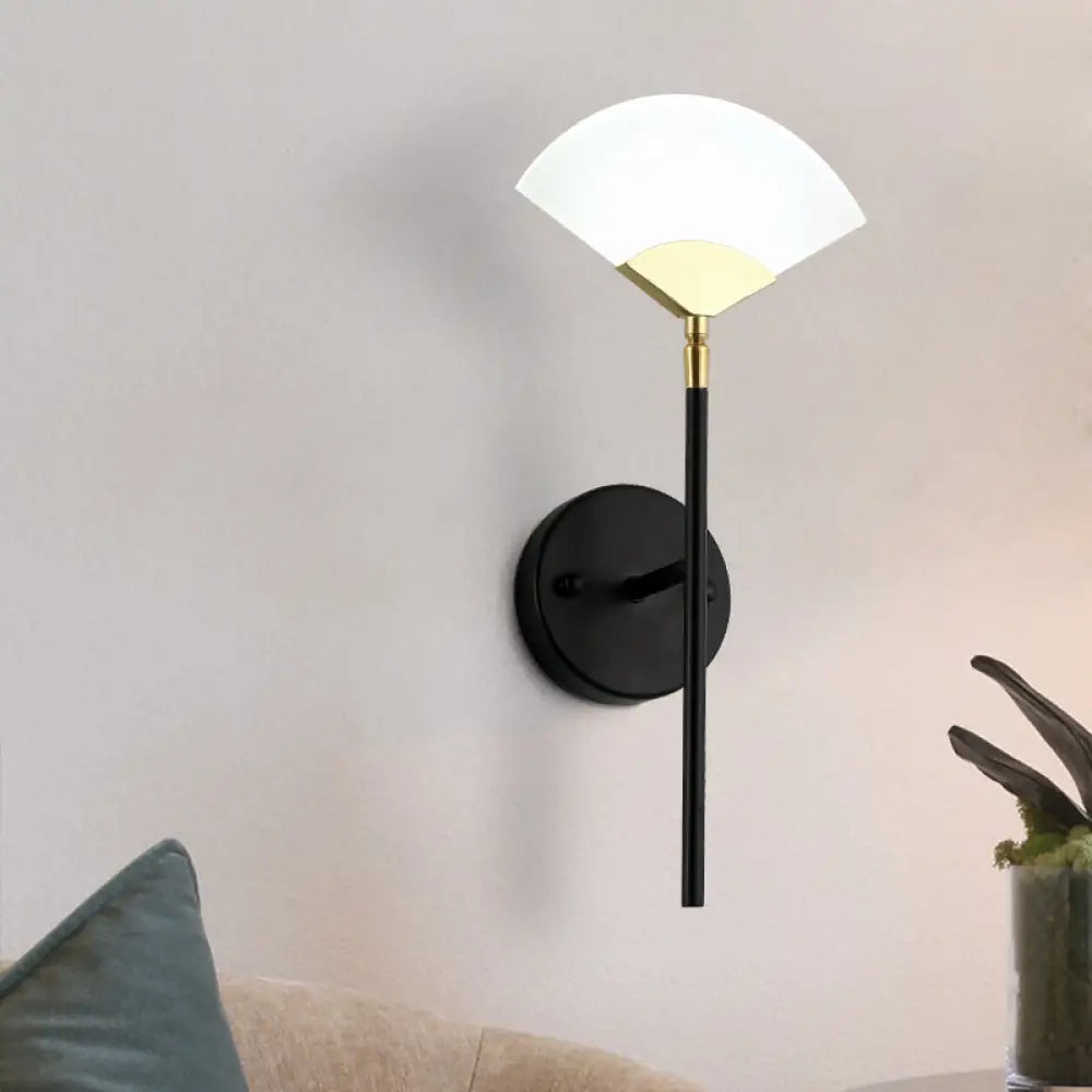 DecorBites™ Modern Gold and Black LED Pencil Arm Wall Sconce with Acrylic Shade - Wall Mount Light