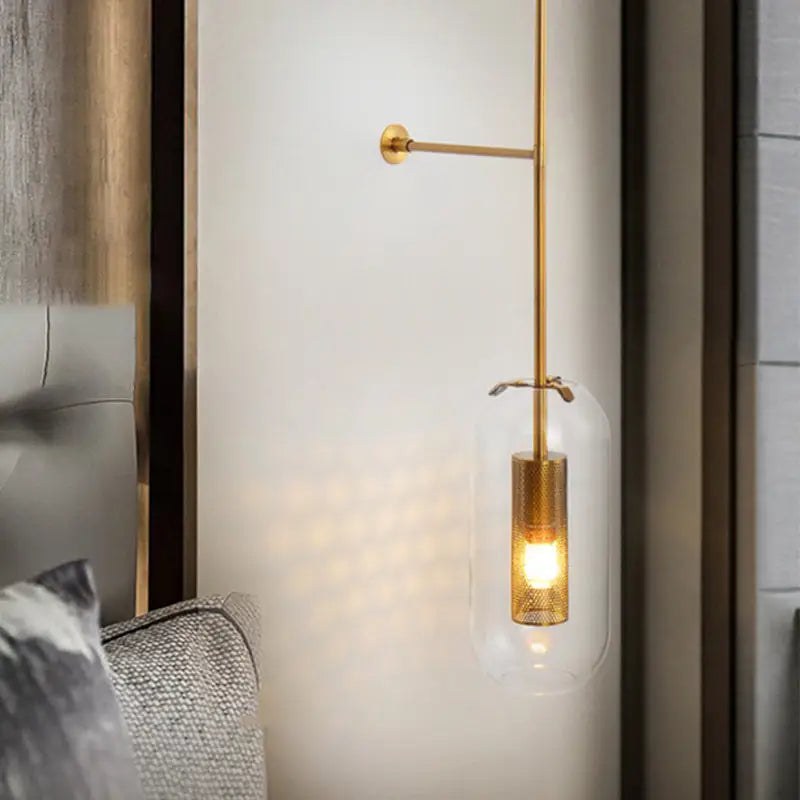 Modern gold and black orb wall lamp for living rooms