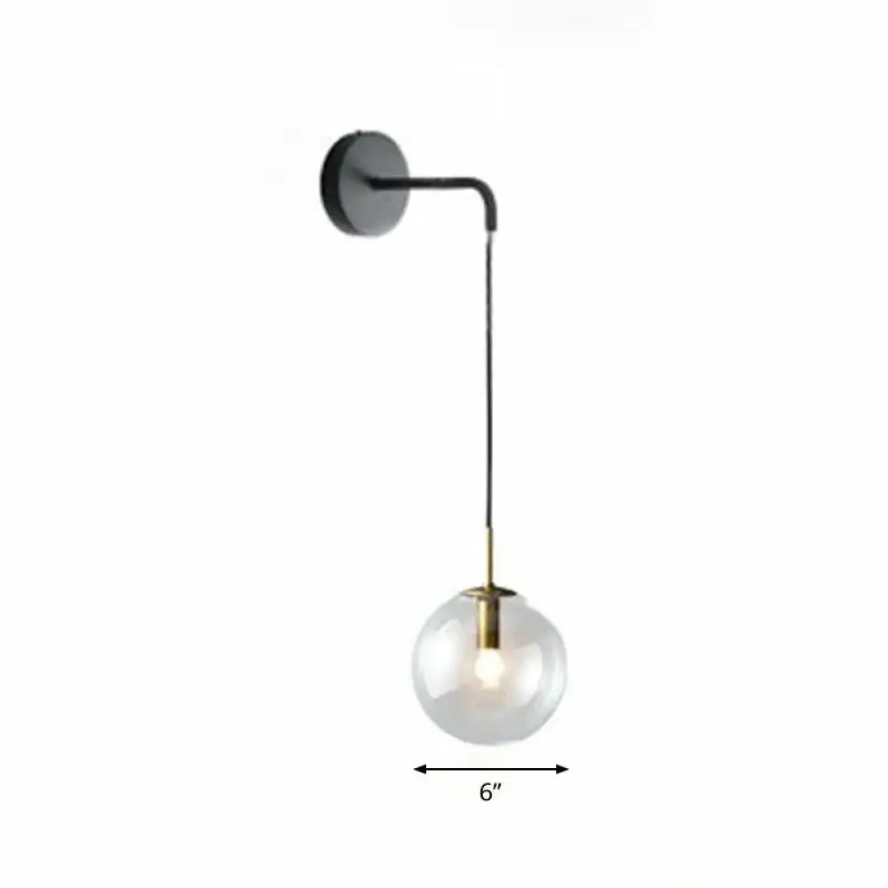 Modern gold and black spherical glass wall light living room bulb