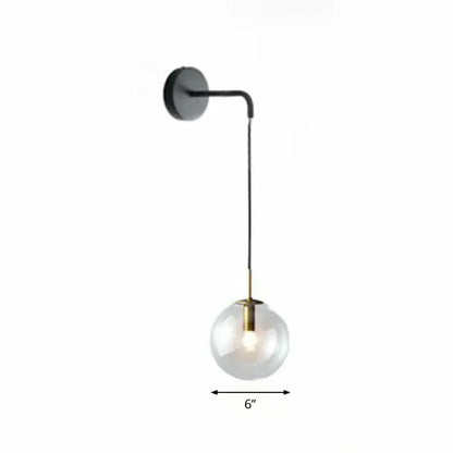 Modern gold and black spherical glass wall light living room bulb