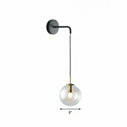 Modern gold and black spherical glass wall light living room bulb