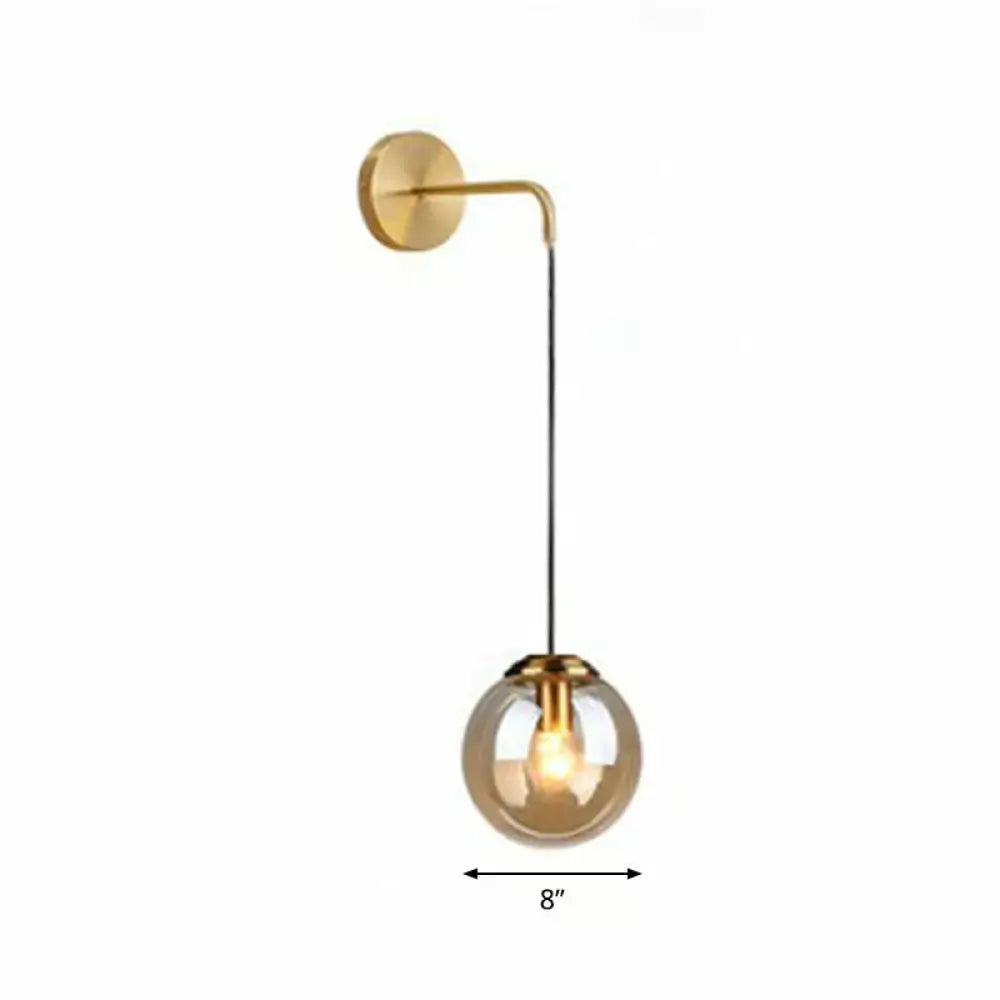 Modern gold and black spherical glass wall light living room bulb