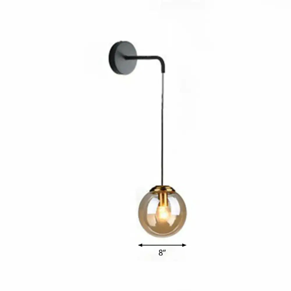 Modern gold and black spherical glass wall light living room bulb