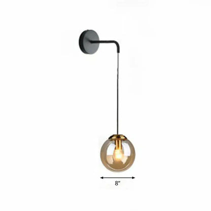 Modern gold and black spherical glass wall light living room bulb