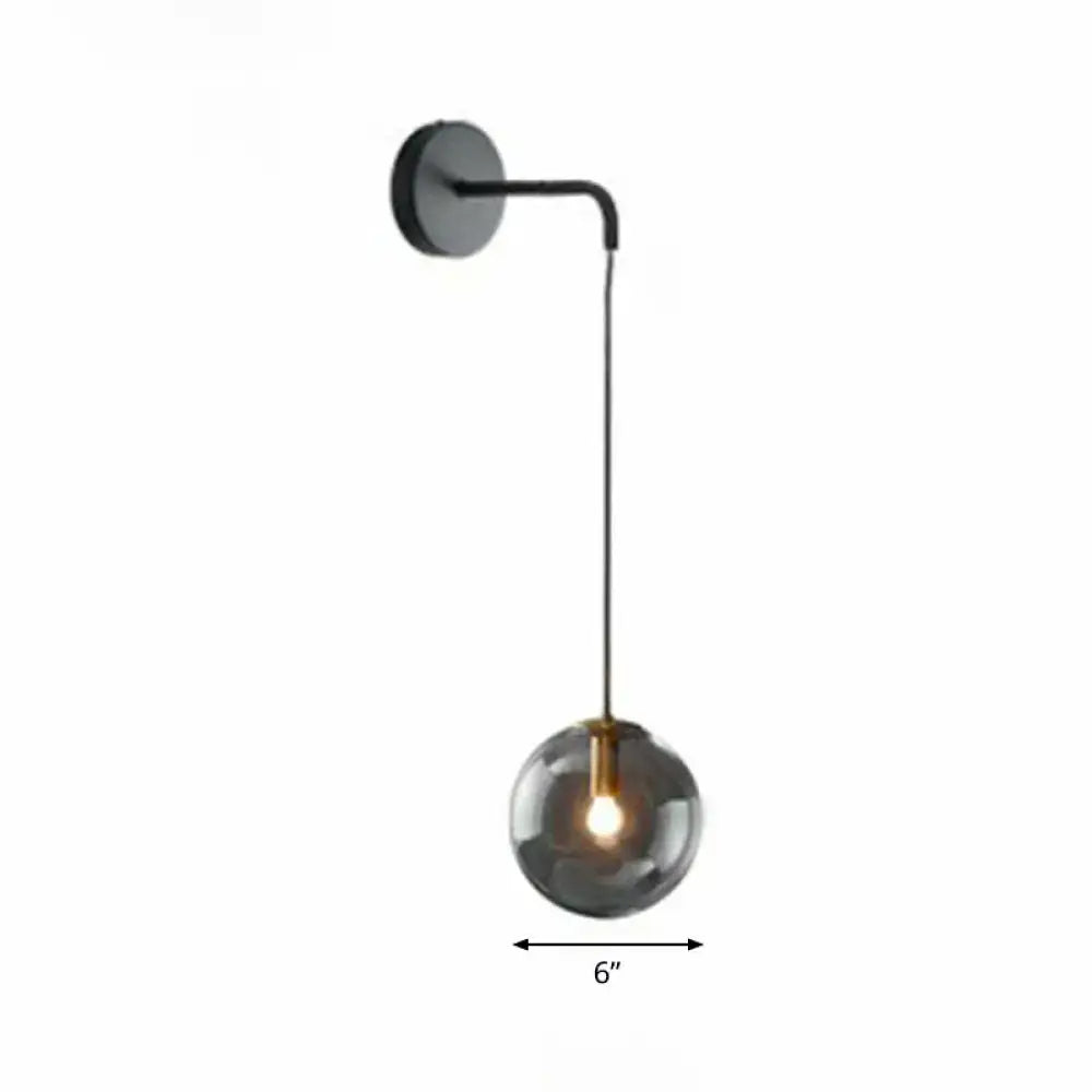 Modern gold and black spherical glass wall light living room bulb