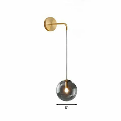 Modern gold and black spherical glass wall light living room bulb
