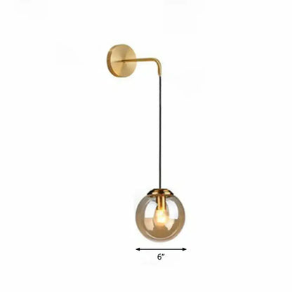 Modern gold and black spherical glass wall light living room bulb