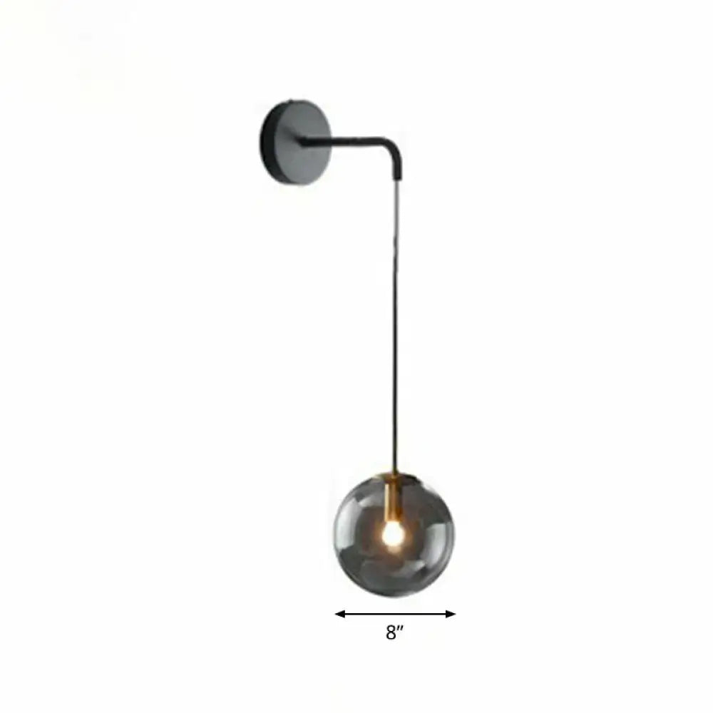 Modern gold and black spherical glass wall light living room bulb