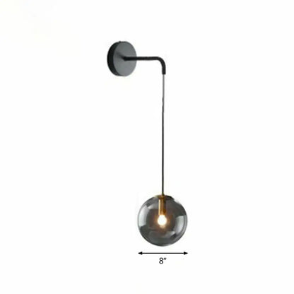 Modern gold and black spherical glass wall light living room bulb