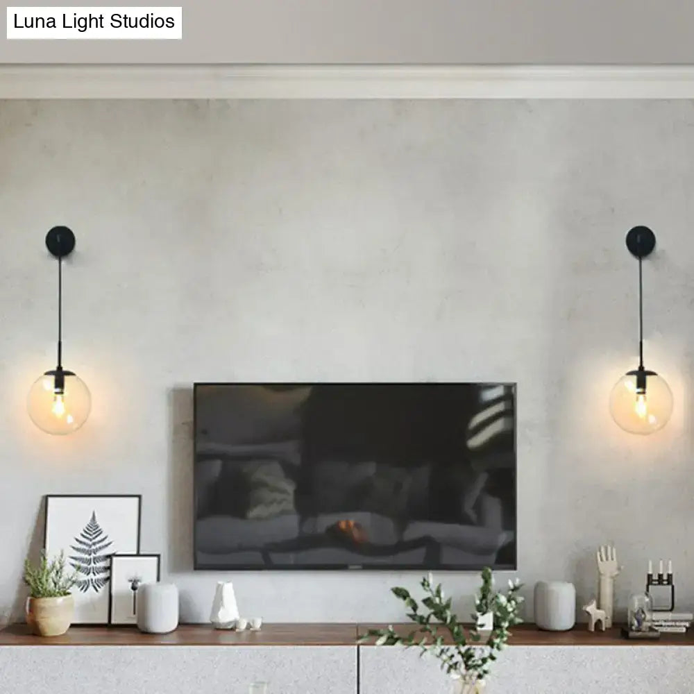 Modern gold and black spherical glass wall light living room bulb