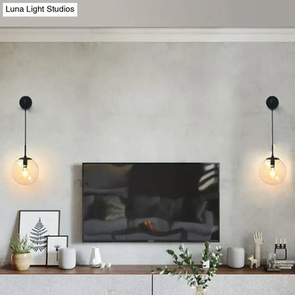 Modern gold and black spherical glass wall light living room bulb