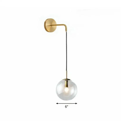 Modern gold and black spherical glass wall light living room bulb