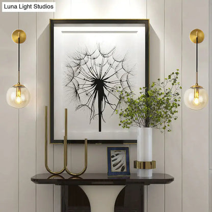 Modern gold and black spherical glass wall light living room bulb
