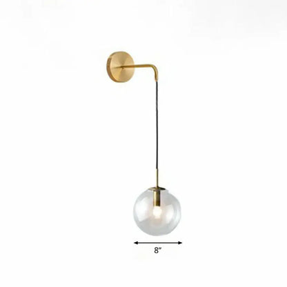 Modern gold and black spherical glass wall light living room bulb