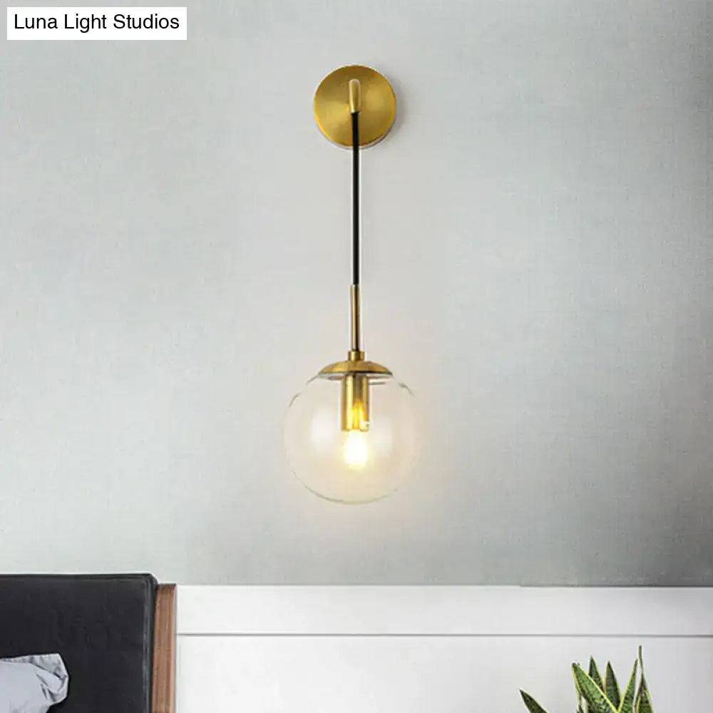 Modern gold and black spherical glass wall light living room bulb