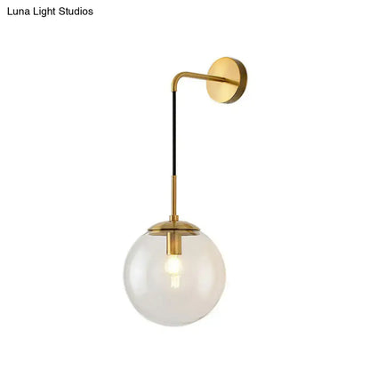 Modern gold and black spherical glass wall light living room bulb