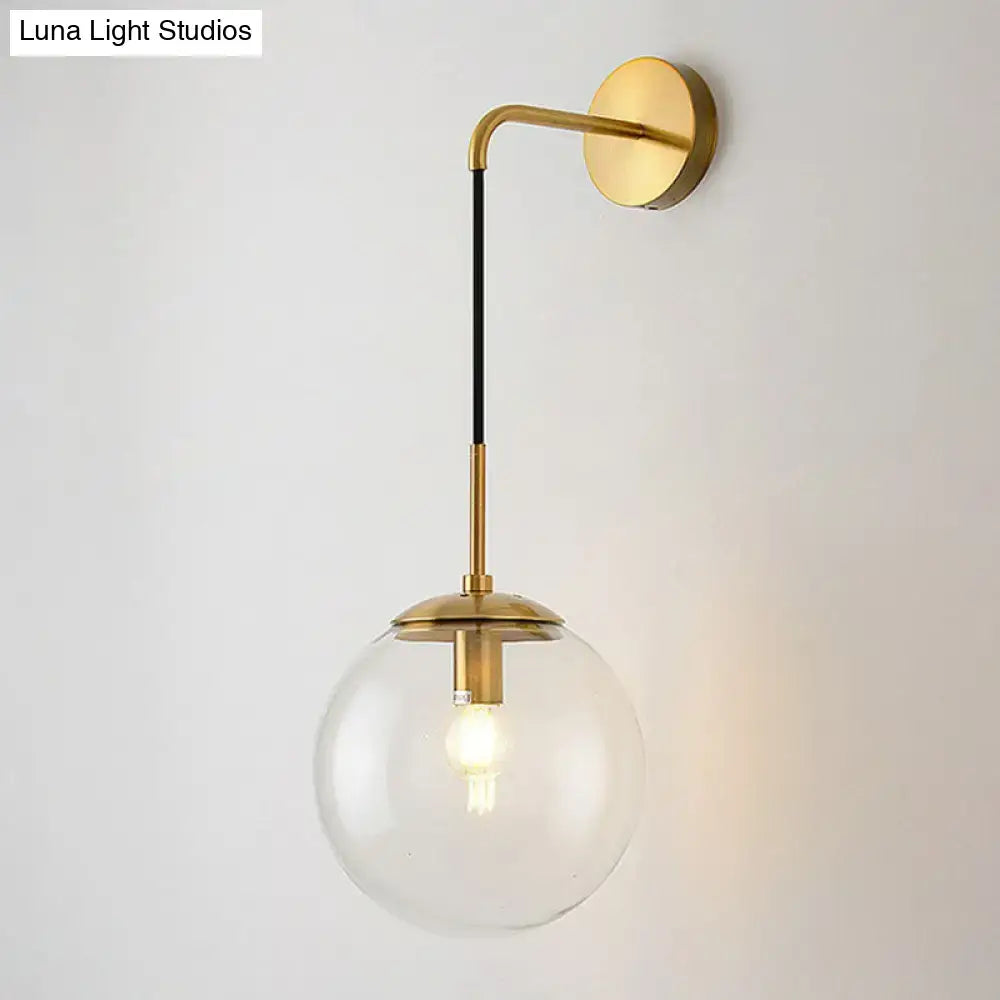 Modern gold and black spherical glass wall light living room bulb
