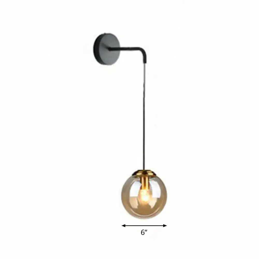 Modern gold and black spherical glass wall light living room bulb