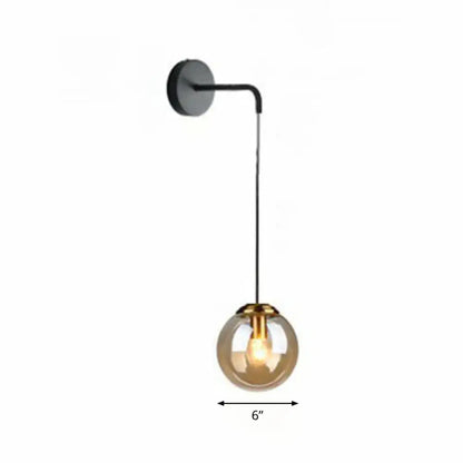 Modern gold and black spherical glass wall light living room bulb