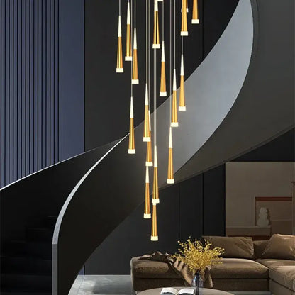 Modern gold and black stair chandelier living room pendant light