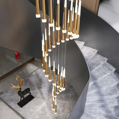 Modern gold and black stair chandelier living room pendant light