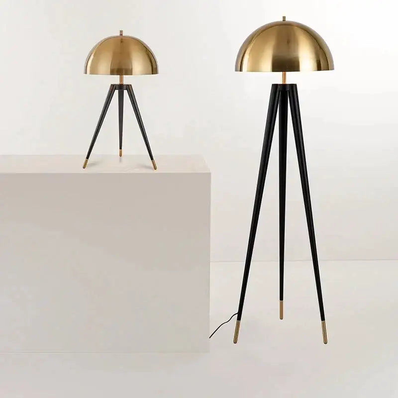 Modern gold and black tripod floor lamp living room coyote
