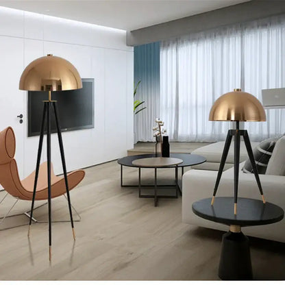 Modern gold and black tripod floor lamp living room coyote