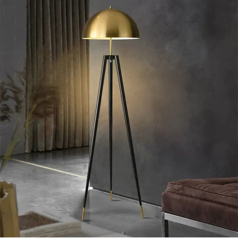 Modern gold and black tripod floor lamp living room coyote