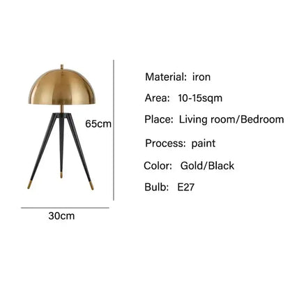 Modern gold and black tripod floor lamp living room coyote