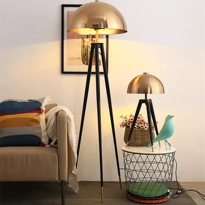 Modern gold and black tripod floor lamp living room coyote