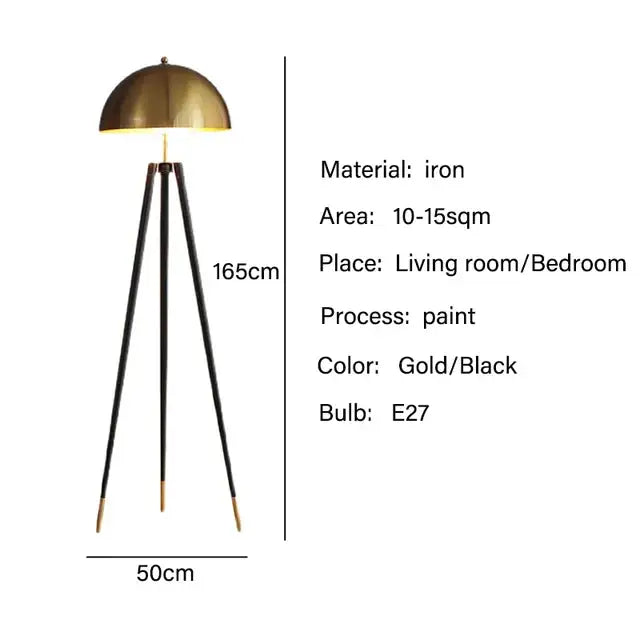 Modern gold and black tripod floor lamp living room coyote