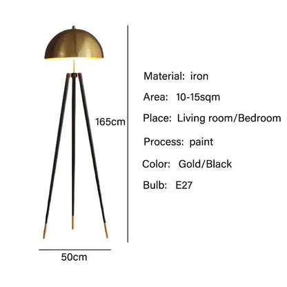 Modern gold and black tripod floor lamp living room coyote