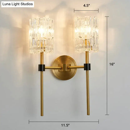 Modern gold and black wall sconce – living room crystal wall light