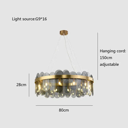 Modern gold and blue glass chandelier dining room lighting solution