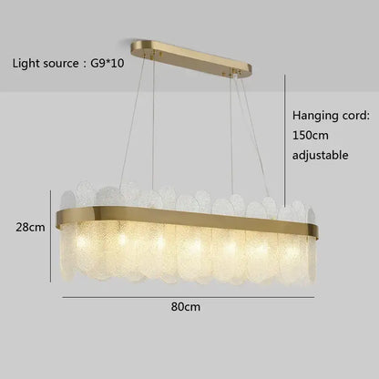 Modern gold and blue glass chandelier dining room lighting solution