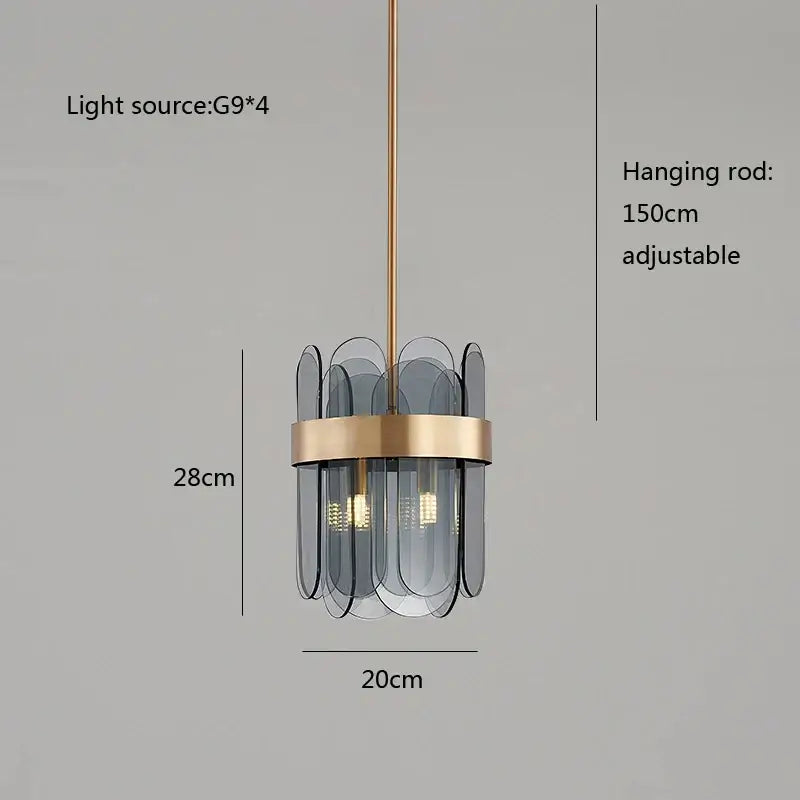 Modern gold and blue glass chandelier dining room lighting solution