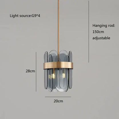 Modern gold and blue glass chandelier dining room lighting solution