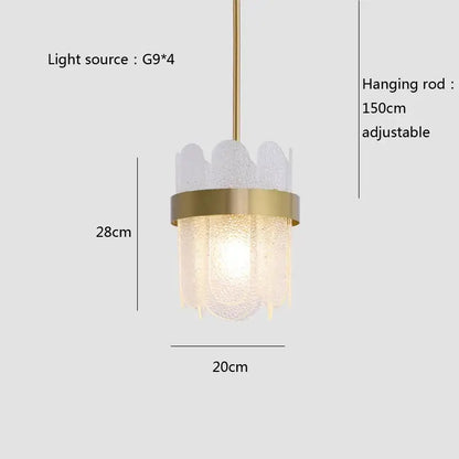 Modern gold and blue glass chandelier dining room lighting solution