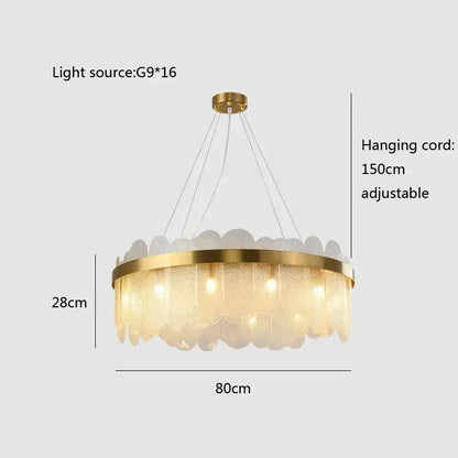 Modern gold and blue glass chandelier dining room lighting solution